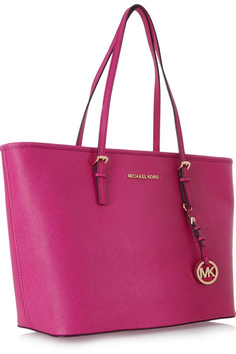 michael kors pink and white tote bag